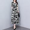 Plus Size Slimming Waist-cinching Polyester Dress for Middle-aged Mothers