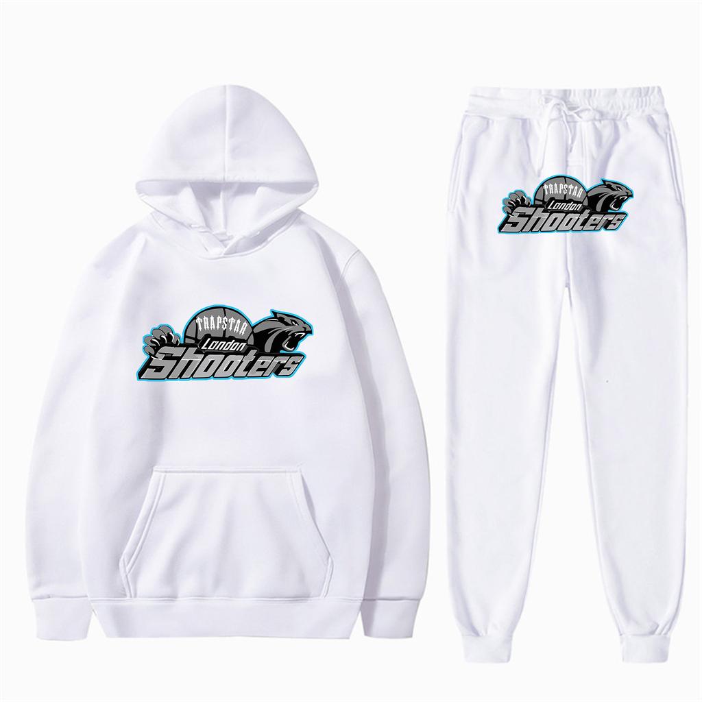 Conjunto de Sudadera Holgada de Manga Larga de Felpa para Hombre y Mujer con Pantalón, Sudadera con Capucha Estampada Bordada