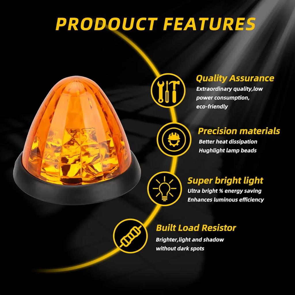 1pcs 12V 24V Car Side Marker Light Conical External Dome Light Clearance Side Marke Signal Tail Turn Indicator Warning Light