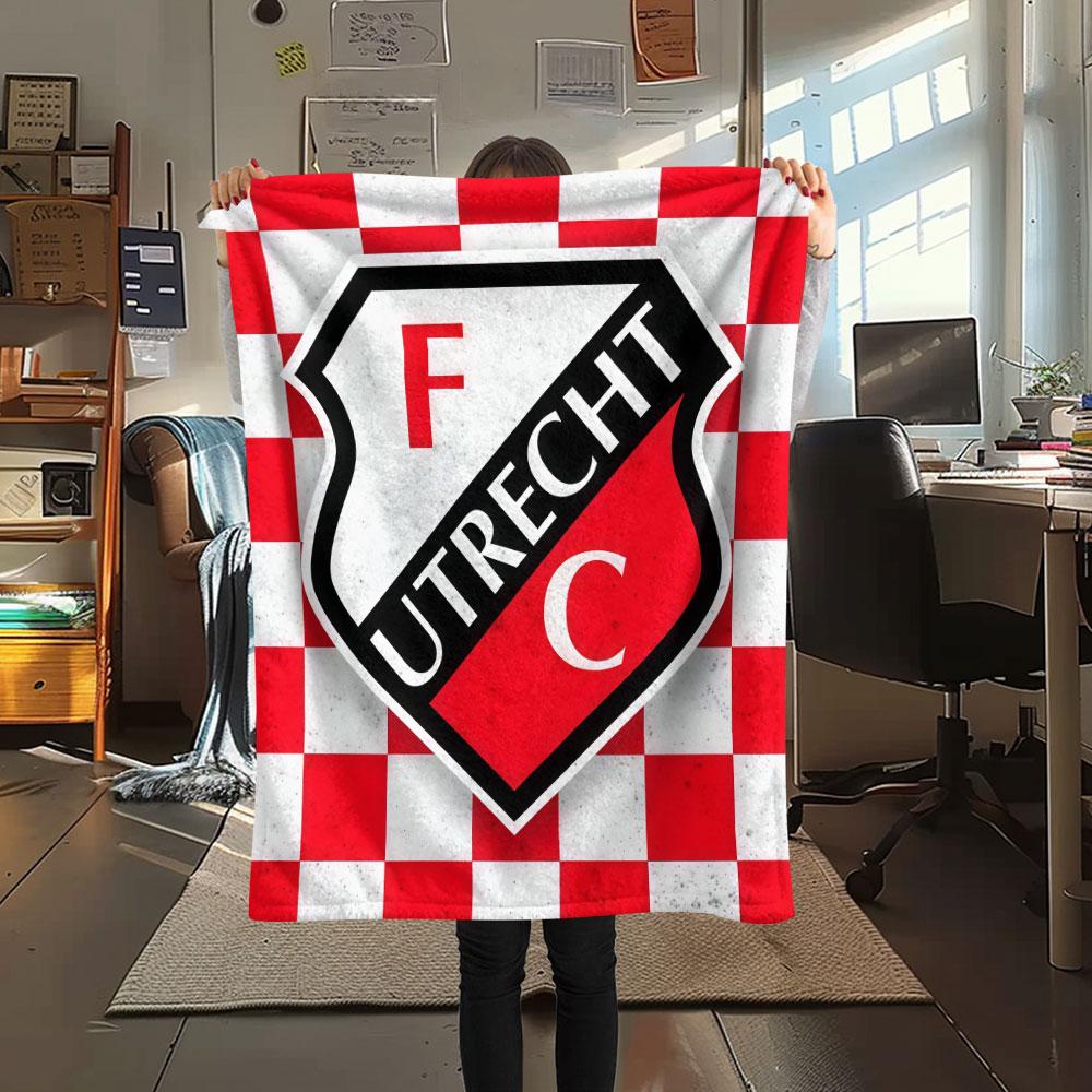 FC Utrecht bedeckte Flanelldecke, weicher Überwurf für Schlafzimmer Sofa, waschbar, Fußballfanartikel, tolles Geschenk.