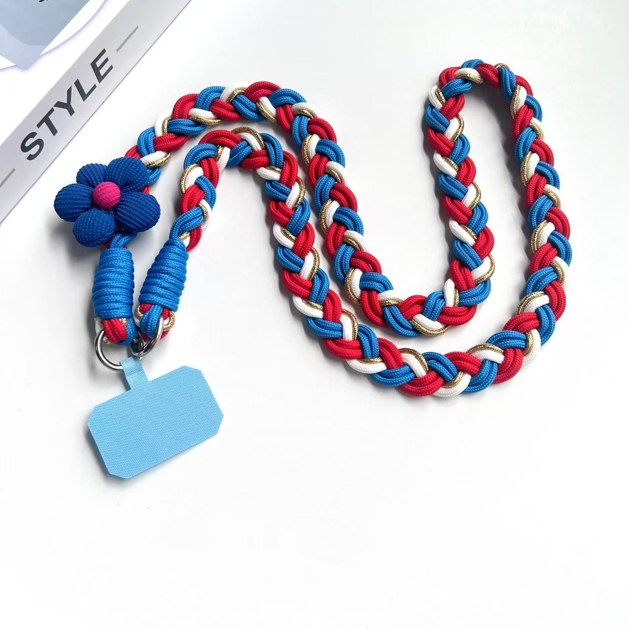 

Hand Woven Fried Dough Twists Lanyard Fixed Card Color Contrast Diagonal Shoulder Lanyard Mobile Phone Lanyard Durable Lanyard Polyester / Nylon