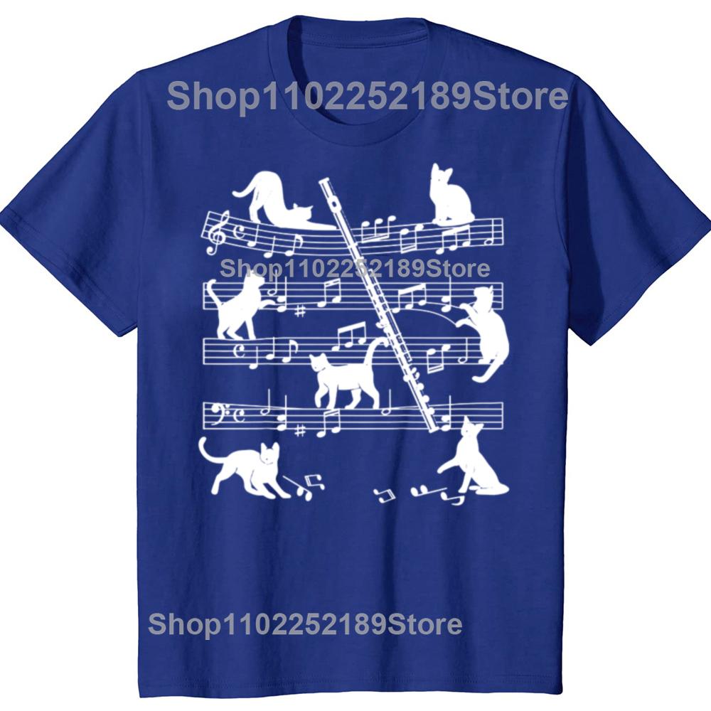 Flautist Flutist Cats Flute Player T Shirts Graphic Cotton Streetwear Short Sleeve Birthday Gifts Summer T-shirt Mens Clothing