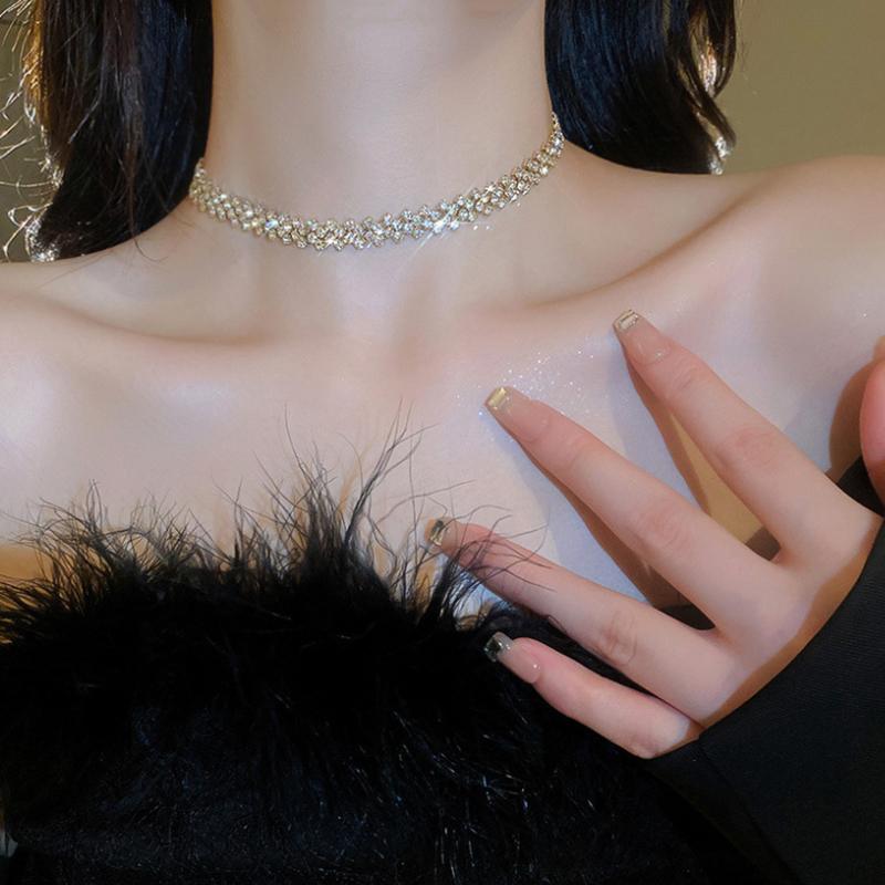 Butterfly Necklace Women'S Collarbone Chain Full Of Diamonds Tassel Choker Necklace Sweater Chain Accessories