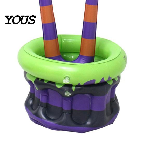 Snack Storage Bucket Halloween Inflatable Ice Bucket, Witch Legs Beverage Tub, Chilled Drinks Cooler Purple Orange for Party Decor, Outdoor Gathering