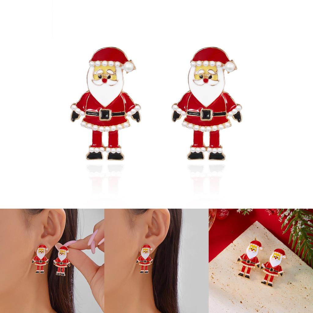 Christmas Earrings Female With Colorful Zirconia Sparkle For Holiday Celebrations