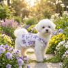 Breathable Floral Dog Skirt Lace-Trimmed Pet Flying Sleeve Dress Floral Suspender Dress  Pet Party