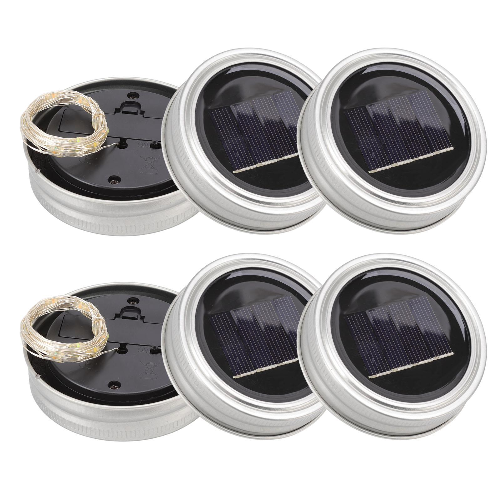 

6PCS Solar Jar Lids Warm 20LEDs Waterproofing Decorative Table Fairy Lights Jar Lids for Patio Yard Garden Wedding