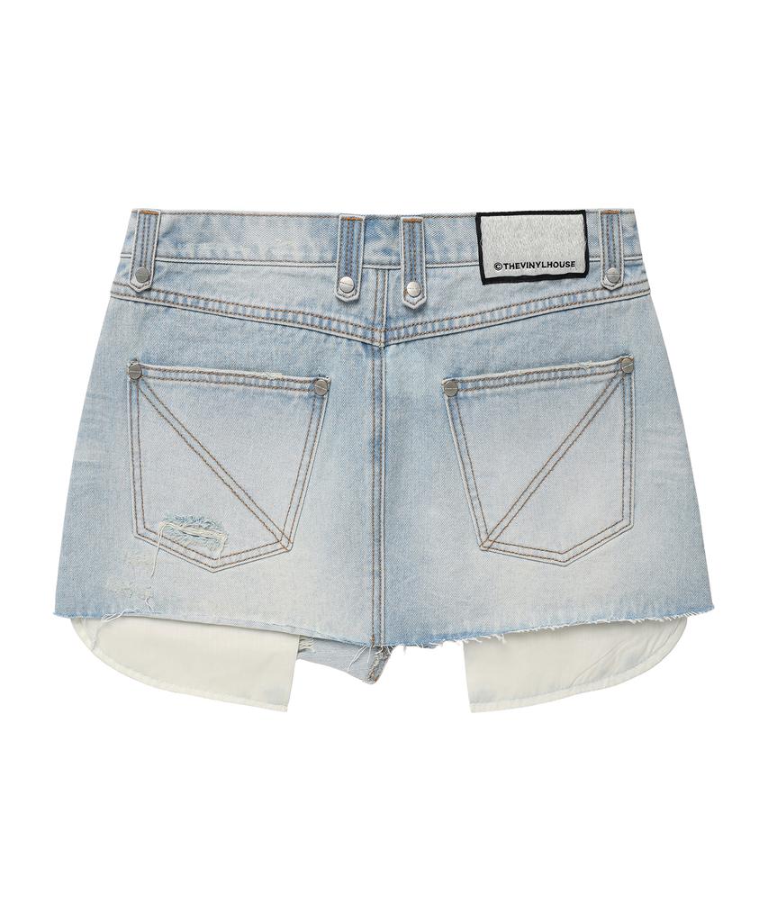 THEVINYLHOUSE Unbalance Micro Denim Skirt (W) Light Blue