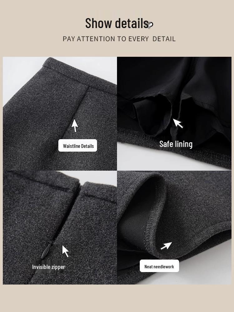Gray High-Waisted Wool A-line Mini Skirt for Petite Women, 2025 Autumn/Winter Collection - Slimming, Anti-Exposure, Bodycon Fit.