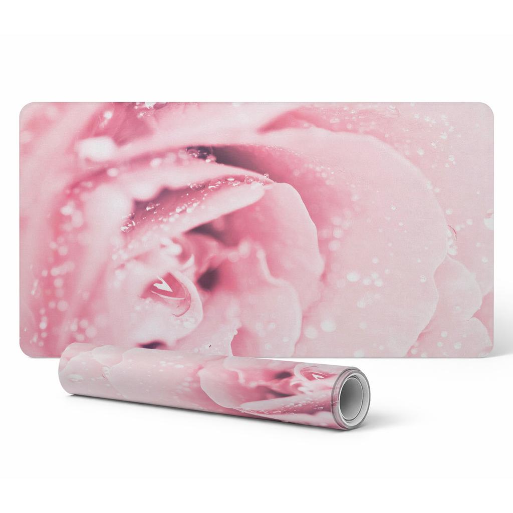 Vinyl Protective Workplace Mat Flower with Drops 90x45 cm