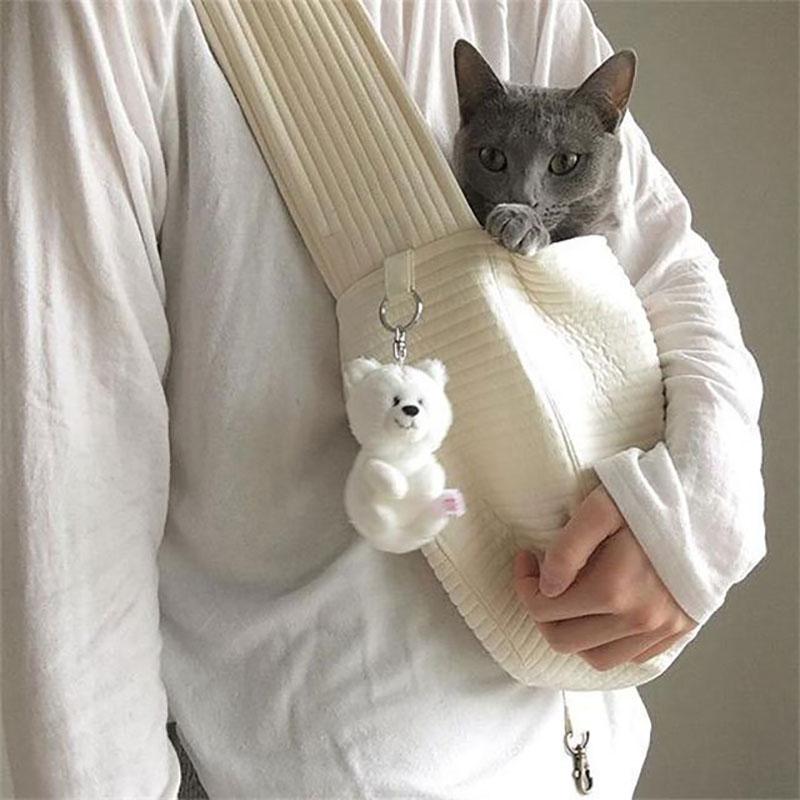 Backpack Bag Cat Dog Comfort Breathable One Shoulder Crossbody Bag Outdoor Travel Dog Cat Canvas Crossbody Bags Pet Supplies