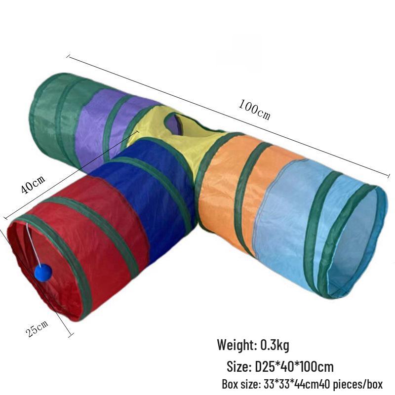 Hot Selling Rainbow Cat Tunnel: Three-Way Self-Play Toy for Boredom Relief and Cozy Cat Bed