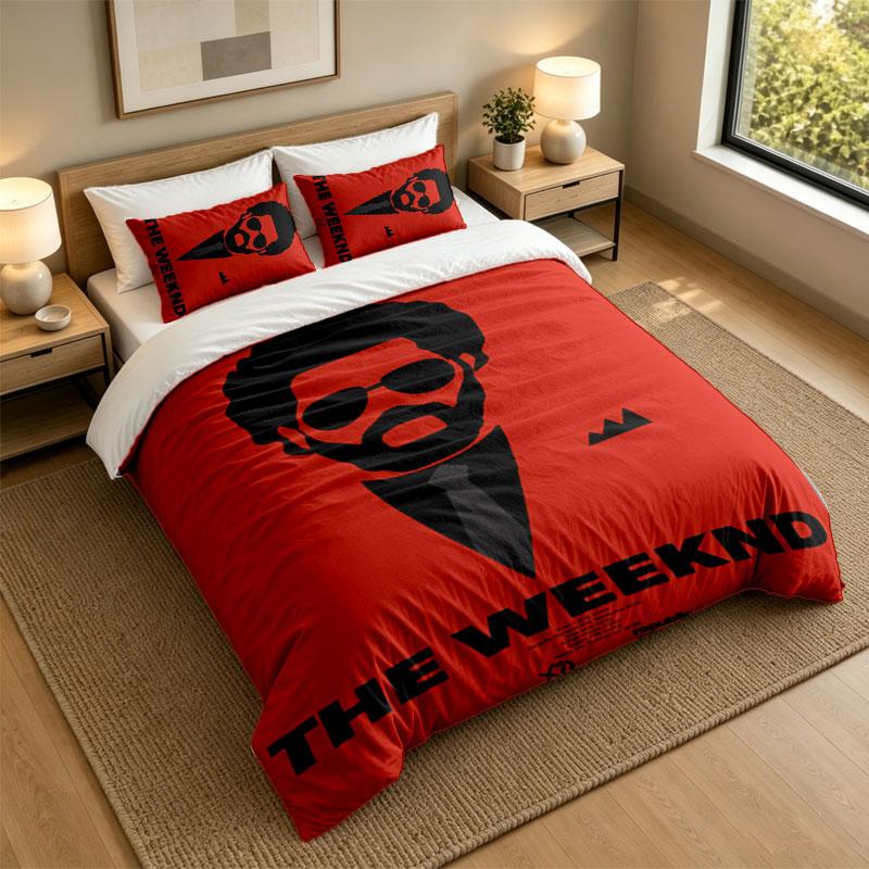 3Pcs Bedding SetThe Weeknd Soft Bed Sheet and Two Pillowcases Home Bedroom Decor