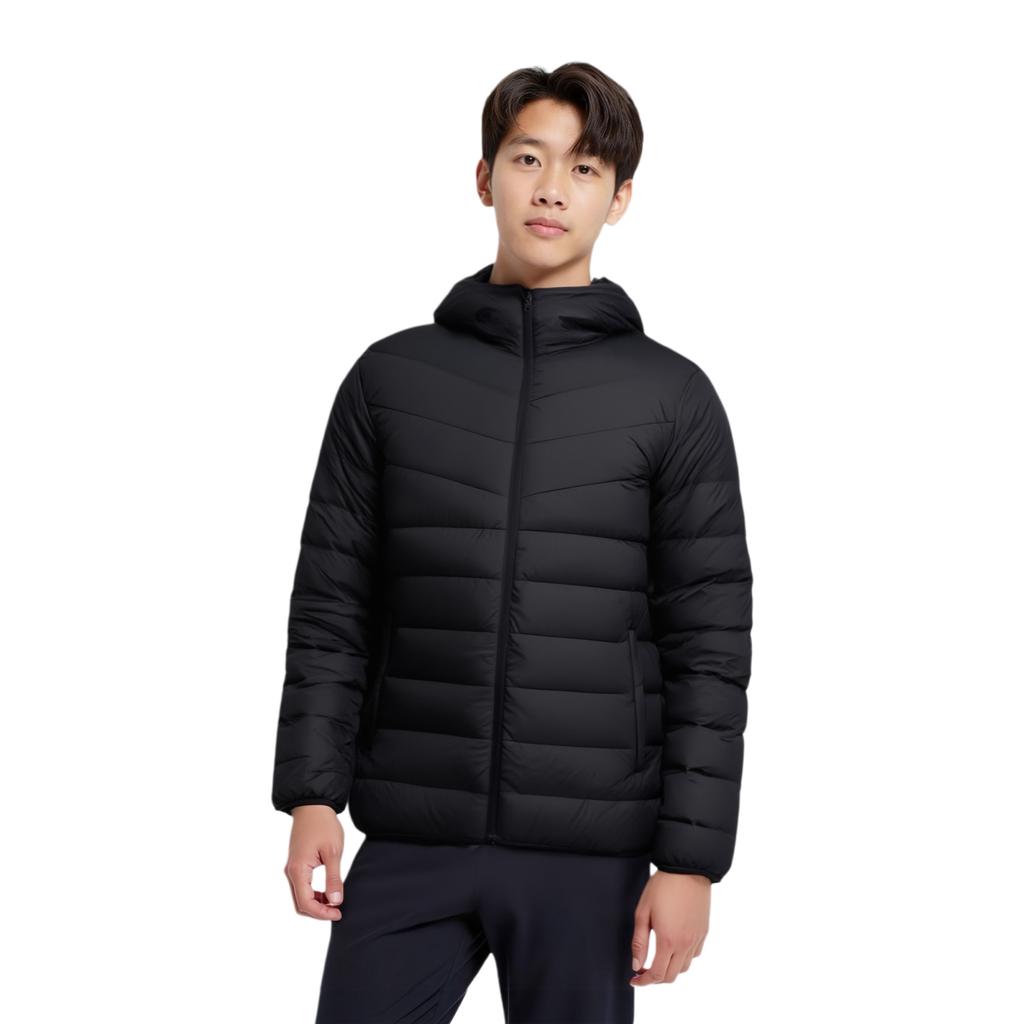 Anta Lightweight Windproof Solid Color Hooded Down Jacket Men outerwear Black 152447922-5