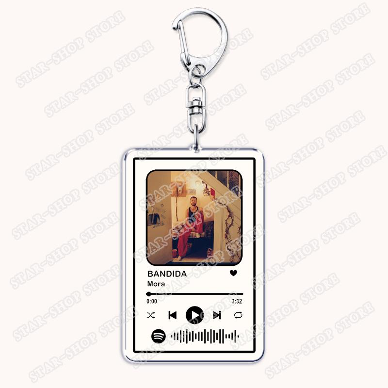 Hot Singer Mora Keychains for Women Accessories Bag LO MISMO DE SIEMPRE LA INOCENTE Music Code Keying Jewelry Fans Friends Gifts