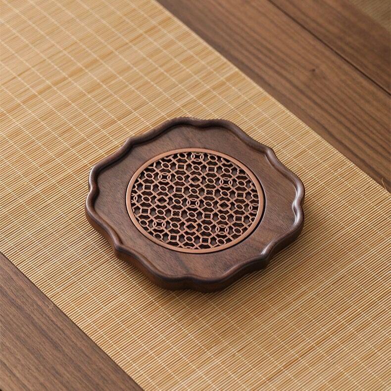 Chinese Retro Style Solid Wood Tea Tray Water Storage Tank Holder Portable Tea Tray Purple Clay Teapot Tea Tray Teaware