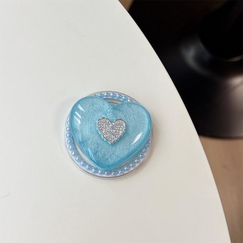 

Mobile Airbag Holder Heart-shaped Colored Pearl Magnetic Suction Magsafe Drop Glue Glitter Powder Portable Ring Wholesale
