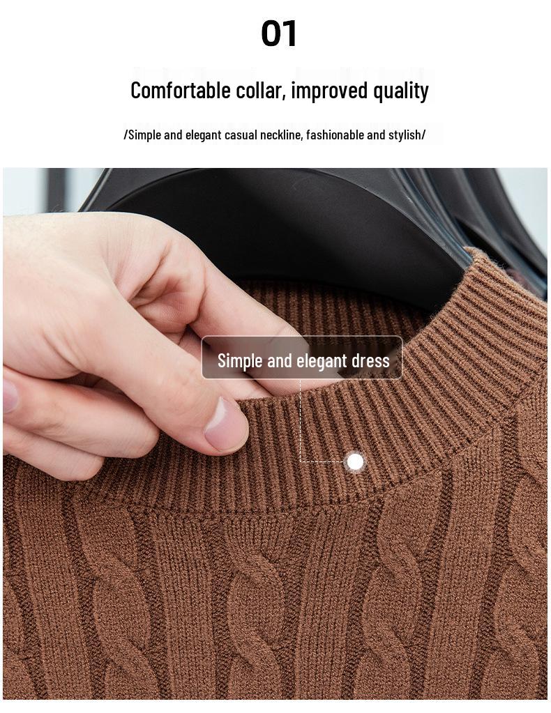 Hochwertiger Herren-Strickpullover mit gesticktem Pony-Logo, warm und dick - Herbst/Winter, Rundhals-Pullover