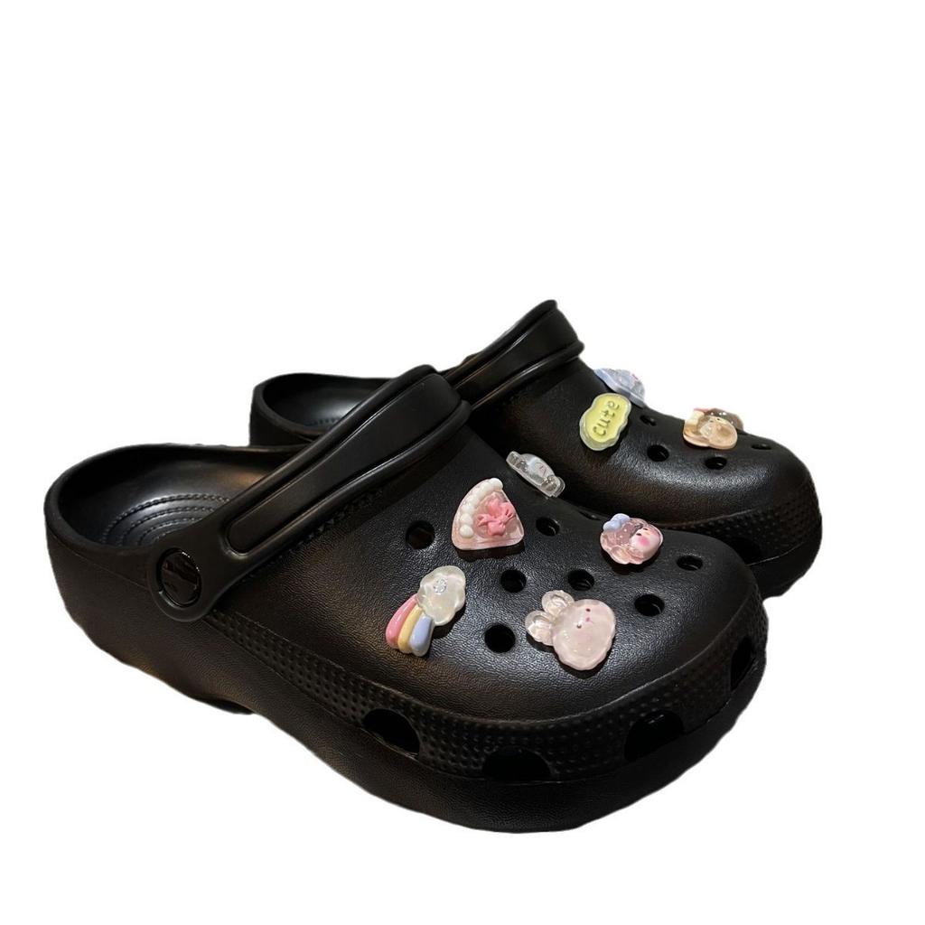 New summer hole shoes slippers women's outer wear summer thick-soled going out sandals women's bag head drag