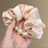 Koreanischer Stil Satin Perlenbesatz Haargummi, Elegant und Sanft Niedriger Pferdeschwanz Stil Reise Haargummi