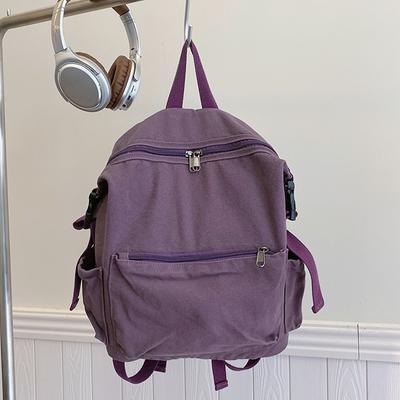 100% Baumwolle Rucksäcke Für Frauen Einfarbig Leinwand Freizeit Oder Reise Taschen Unisex Koreanischer Stil Stoff Umhängetaschen Niedliche Stoff Schultaschen