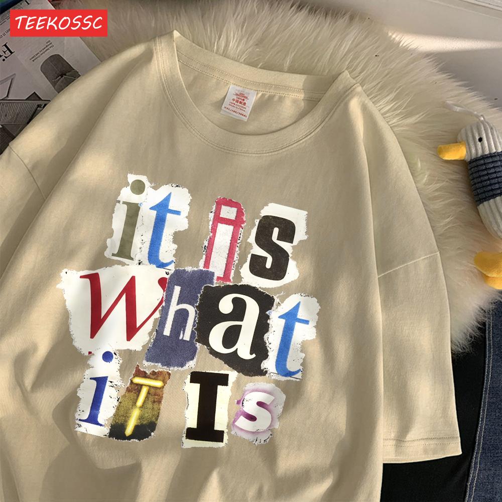 Fashion Cotton WomenS TShirts It Is What Funny Letter Printing Tops Oversize ONeck Soft Short Sleeve Summer Female Clothes