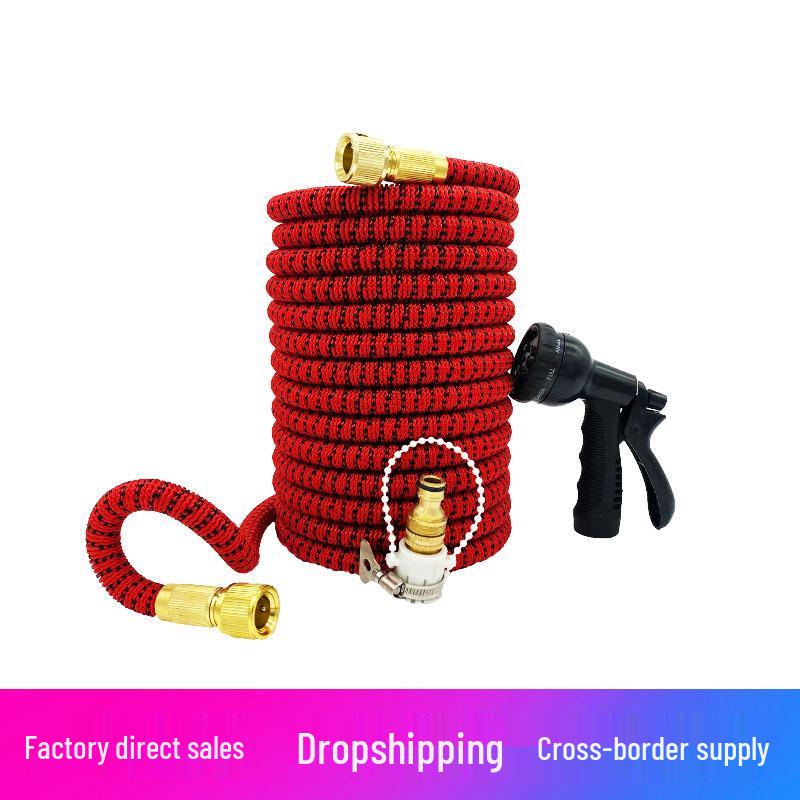 High-Pressure Multi-Function Water Gun & Telescopic Soft Hose Set for Car Wash & Flower Watering 25FT (7.5m)