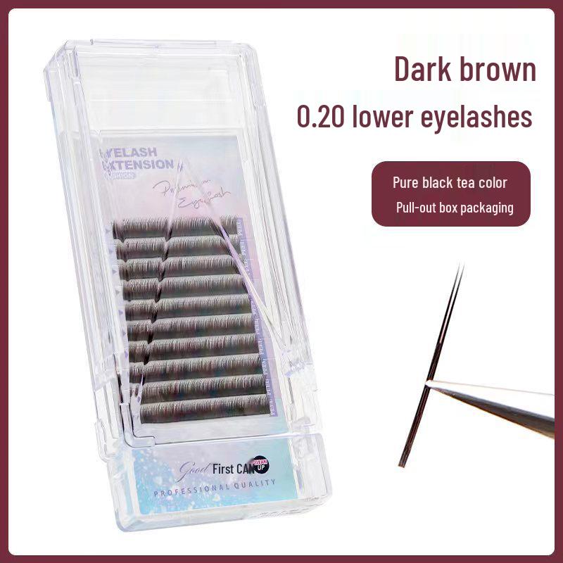 

Soft Dark Caramel Eyelash Extensions for Salons - 0.20mm Flat Black-Brown 6mm