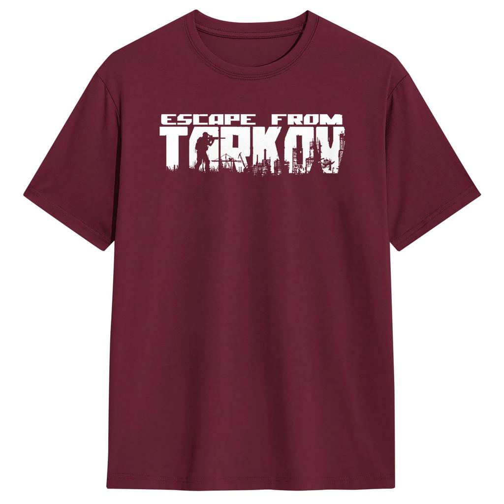 Vintage T Shirt Beach Escape From Tarkov Novelty T Shirts  Cotton Tshirt for Adult Y2K Classic Short Sleeve Tees