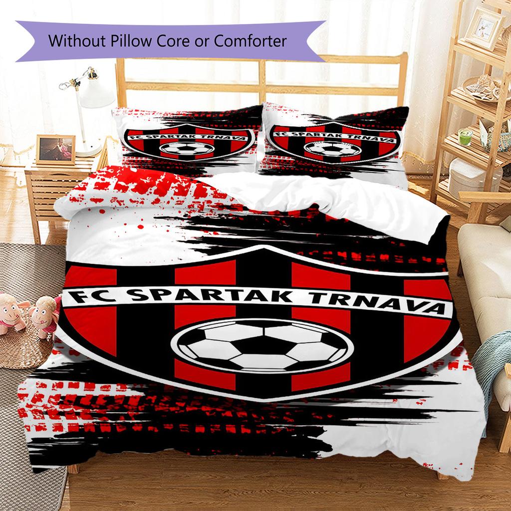 Literie Modèle FC Spartak Trnava, Ensemble Couette Housse de Couette Taie d'oreiller Cadeau d'Anniversaire pour la Maison(1 housse de couette + 2 taies d'oreiller, sans garniture.)