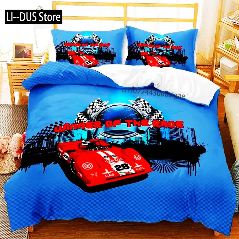 Race Car Extreme Sports Cool Car Sports Bedding Set Boys Girls Twin Queen Size Duvet Cover Pillowcase Bed Boys Adult