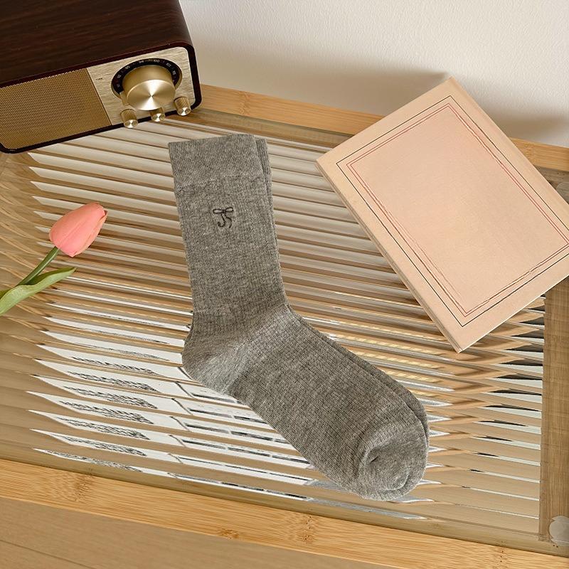 Women Spring and Summer Thin Bow Ballet Mesh Breathable Boneless Tube Stack Socks