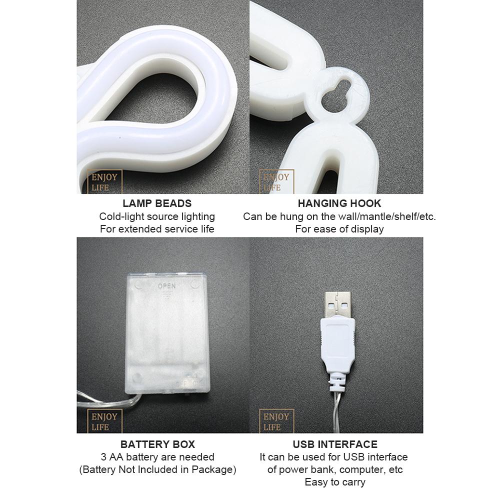 LEDNeon Light USB Battery Operated Neon Sign Decorative Lights Wall Decor for Christmas Thanksgiving Birthday Party