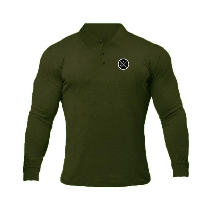 Muscleguys Autumn Youth Long Sleeve T-shirt Men's Lapel Business Casual POLO Shirt