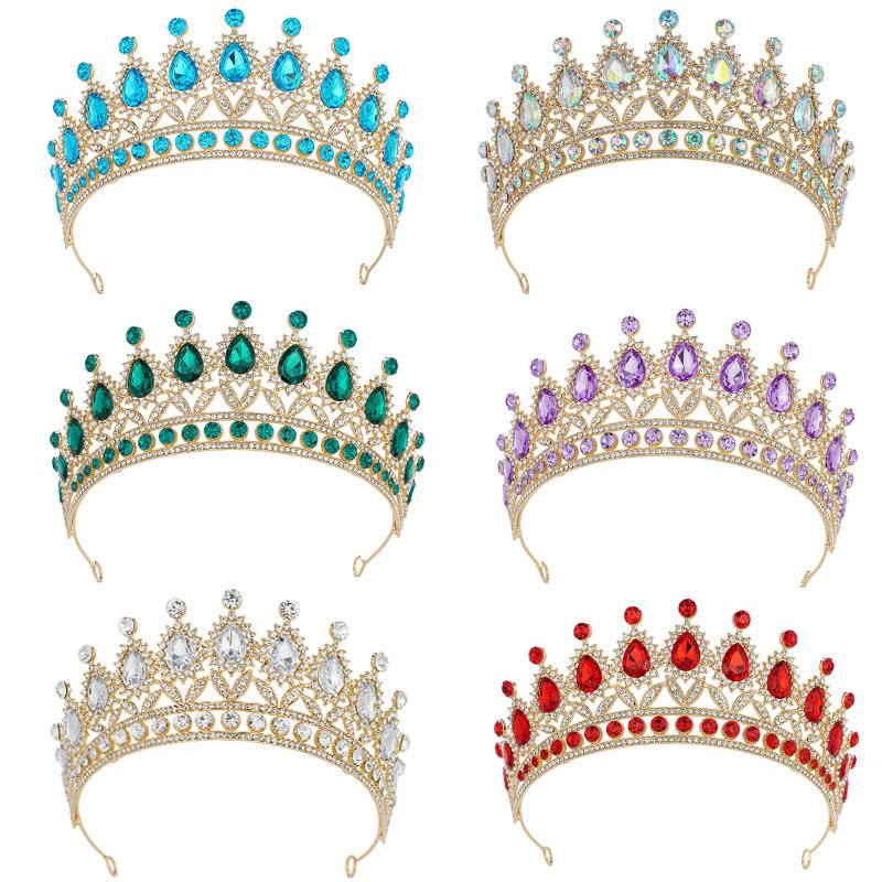 European & American Bride Rhinestone Crown Headband - Baroque Wedding & Evening Hair Accessory