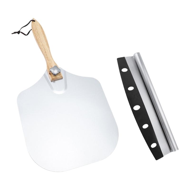 

Aluminium Pizza Shovel with Ergonomic Wooden Handle Heat Resistant Pizza Paddle for Indoor and Outdoor Ovens Use