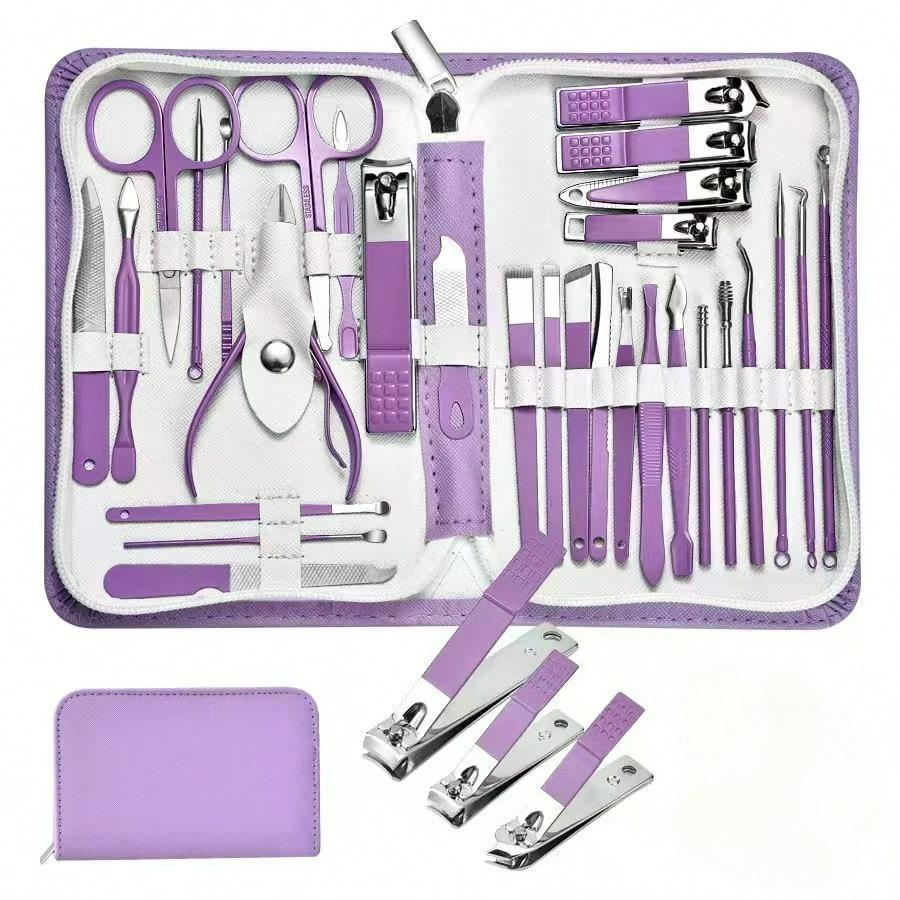 30pcs Nail Clipper Kit Manicure Set Stainless Steel Professional Pedicure Kit For Nail Care Tools Fingernails & Toenails Trimmer For Home