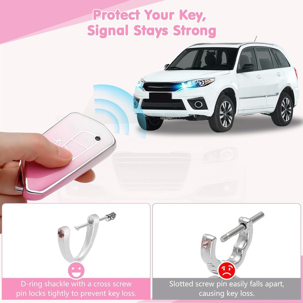 1797 Key Fob Cover for Volkswagen VW ID.4 Atlas Golf GTI R Accessories 2024 Bling Car Key Chain Case Shell 5 Button Gradient Pink Cute Girly TPU