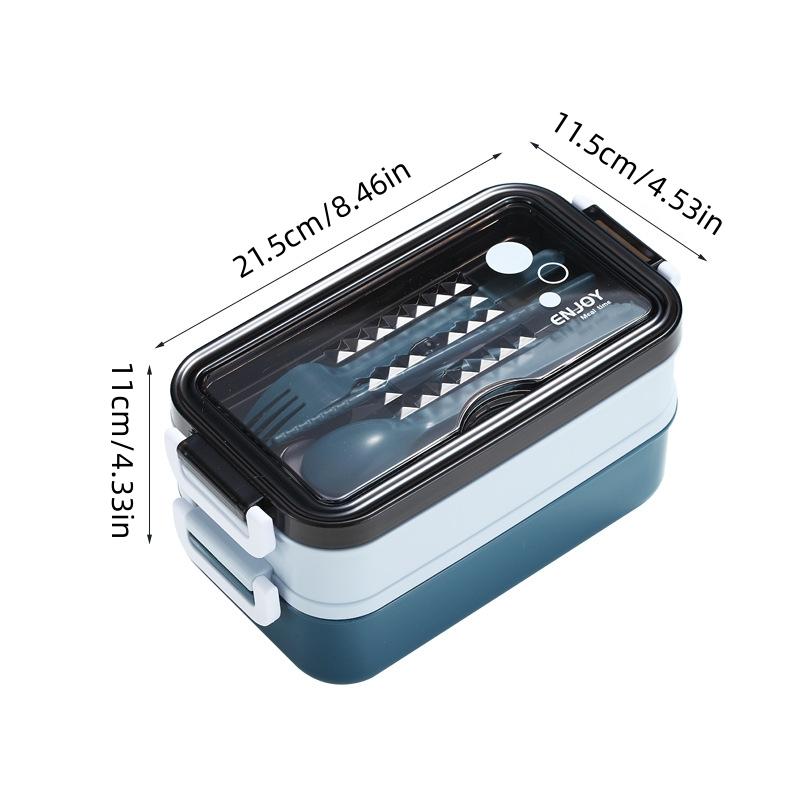 1pc 1050ml Portable Double-Layer Lunch Box with Tableware - Ideal for Outdoor Camping and Fishing