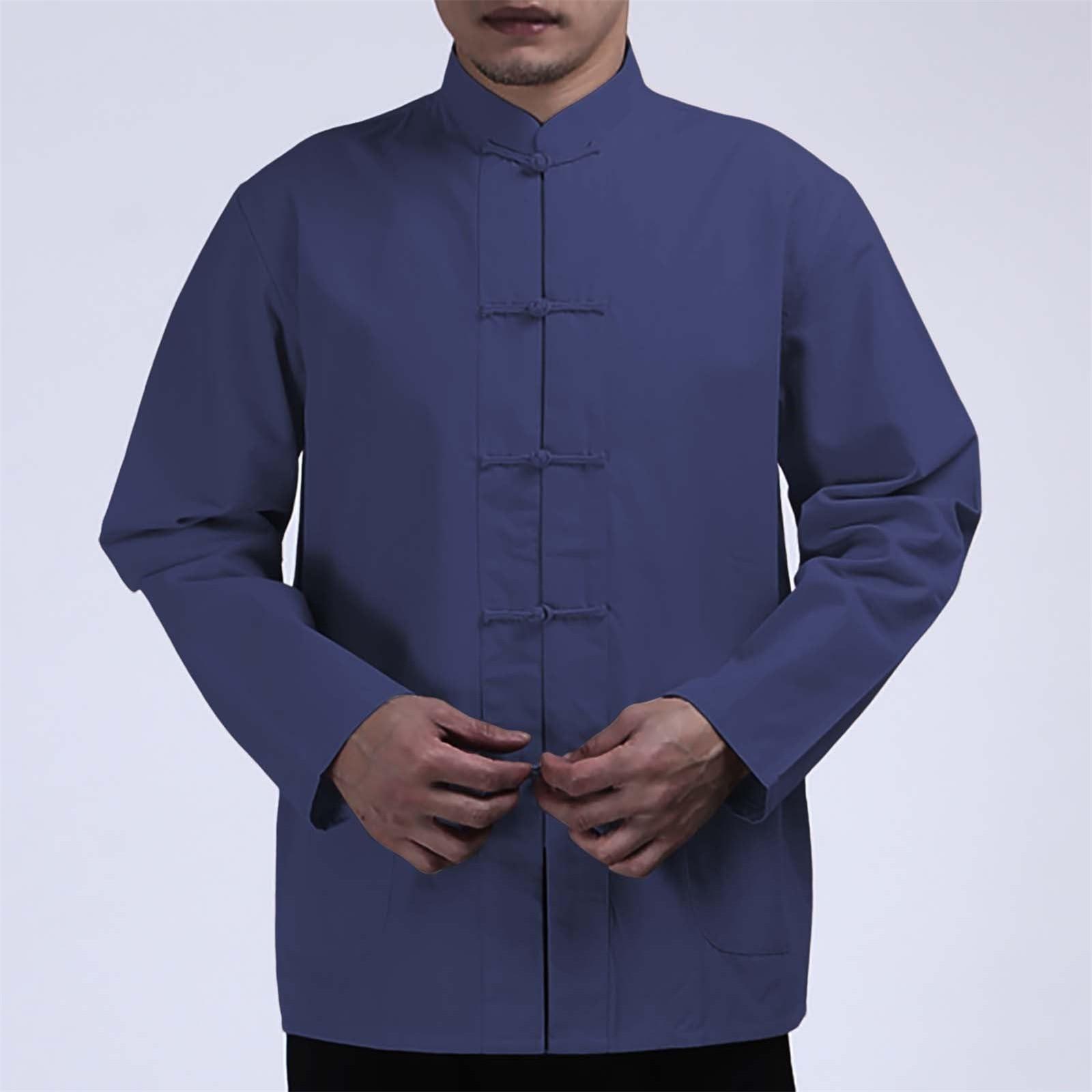 

Men s Cotton And Linen Long-sleeved Shirt, Men s Loose Retro Chinese-style Button-down Shirt XXXXXL
