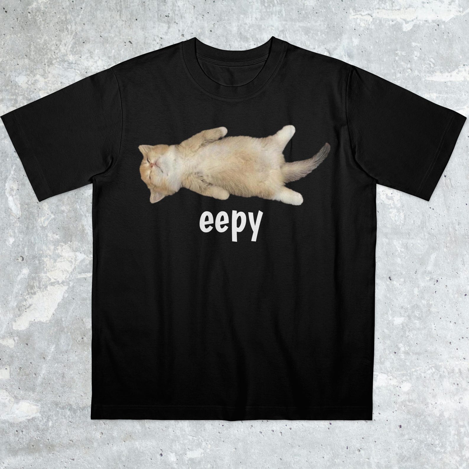Eepy Cat, Silly Sleepy Cat Unhinged Sarcastic Humor Meme T-Shirt L