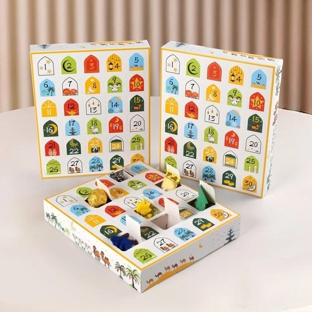 Paper Ramadan Advent Calendar Box 30 Empty Grid Gift Packaging Box Surprise Gift Box  Eid Party