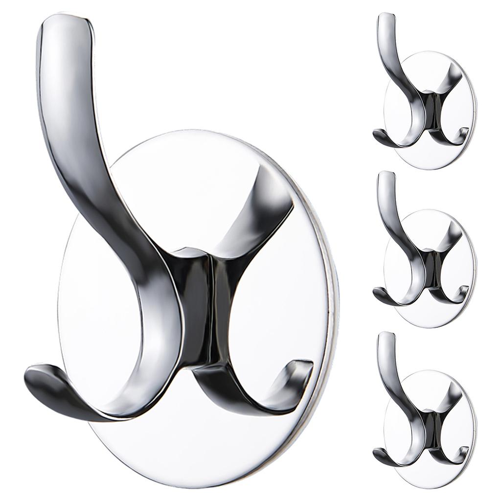 8/4pcs Adhesive Hooks Wall Mount Waterproof Stainless Steel Hooks for Hanging Coat, Hat,Towel Robe Hook Rack for Bedroom Kitchen