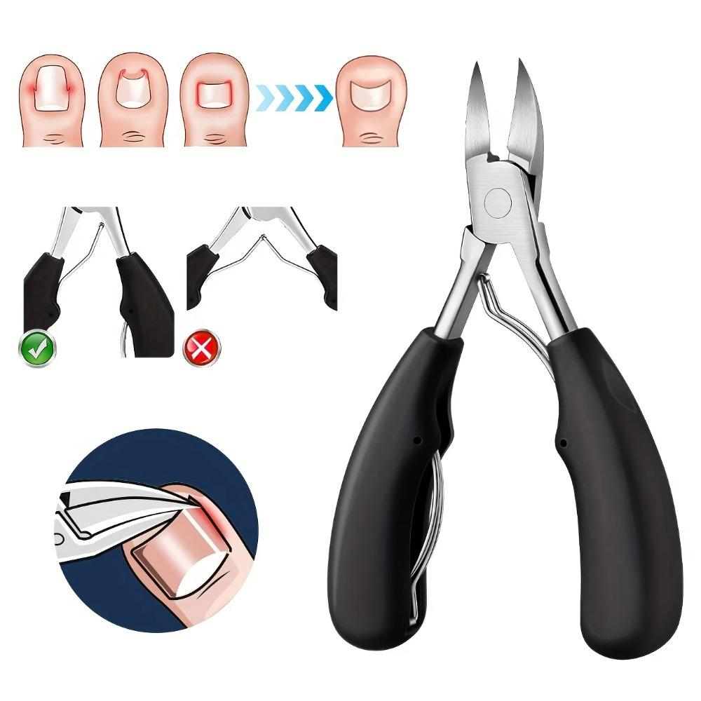 Zestaw 4 sztuk obcinaczek do paznokci u stóp ze stali nierdzewnej, wytrzymały | Ergonomiczna rączka, profesjonalna jakość do grubych paznokci - Zawiera pilnik do paznokci,