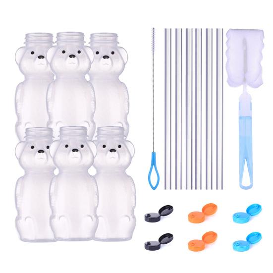 230ml Straw Cup Bear Shape Child Safe Drinking Cup with Safety Lid Straws Spill-proof Baby Shake Cup Drinkwear