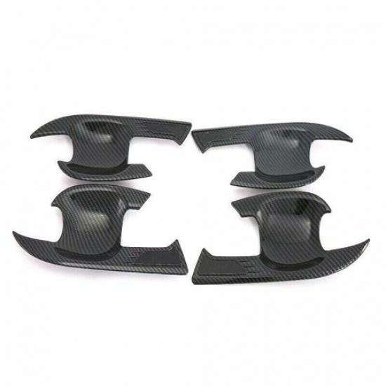 8PCS Carbon Fiber ABS Exterior Door Handle Bowl Cover For Toyota RAV4 2019-2020