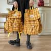 Women's Lightweight Backpack Travel Drawstring Plaid Backpack Student Class Commuter Schoolbag