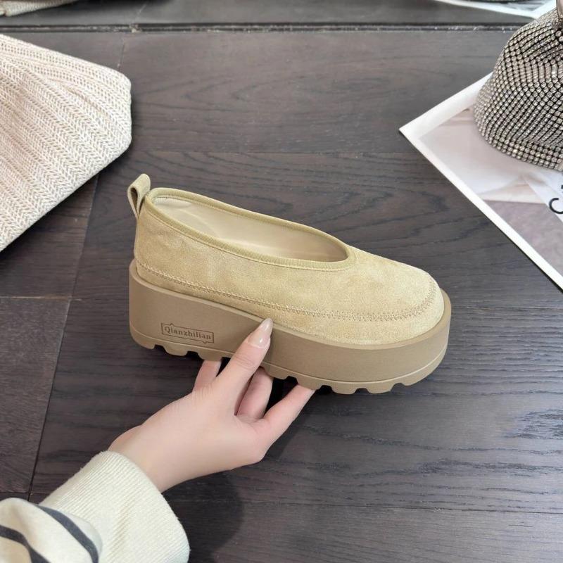 Women's Shoes Early Spring New Retro Leather Shallow Mouth Thick Sole One Pedal Lazy Casual Single Shoe Show