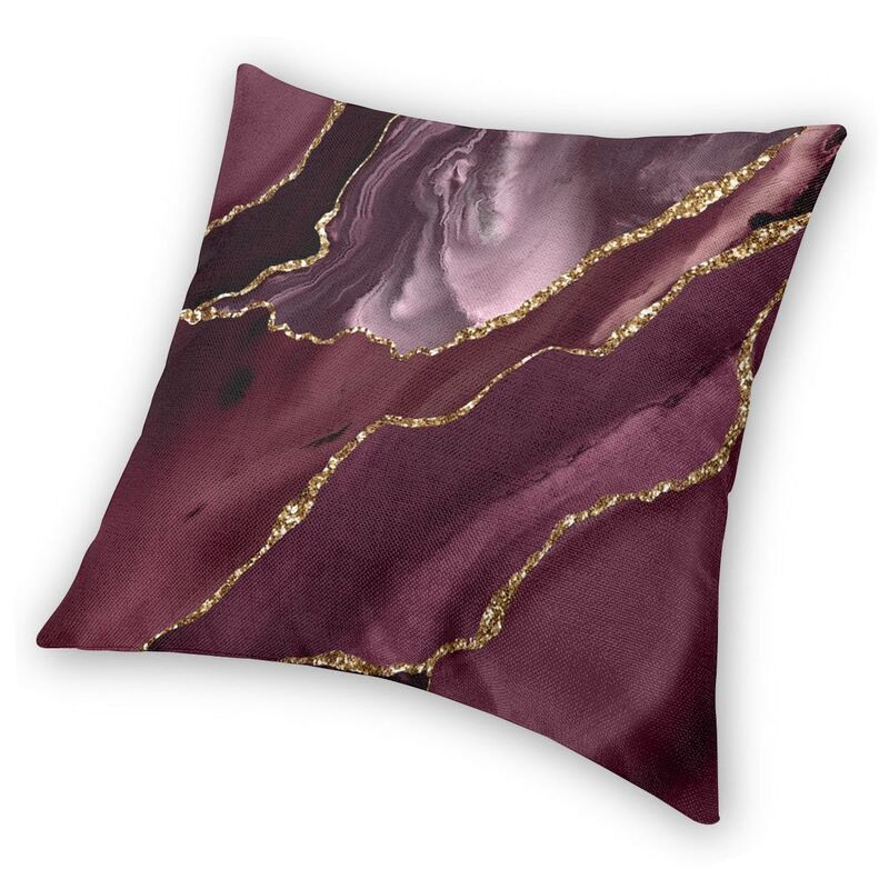 Federe per Cuscini Agata Geode Borgogna Marrone Divano Soggiorno Texture Marmo Quadrato Cuscino Decorativo 40X40Cm