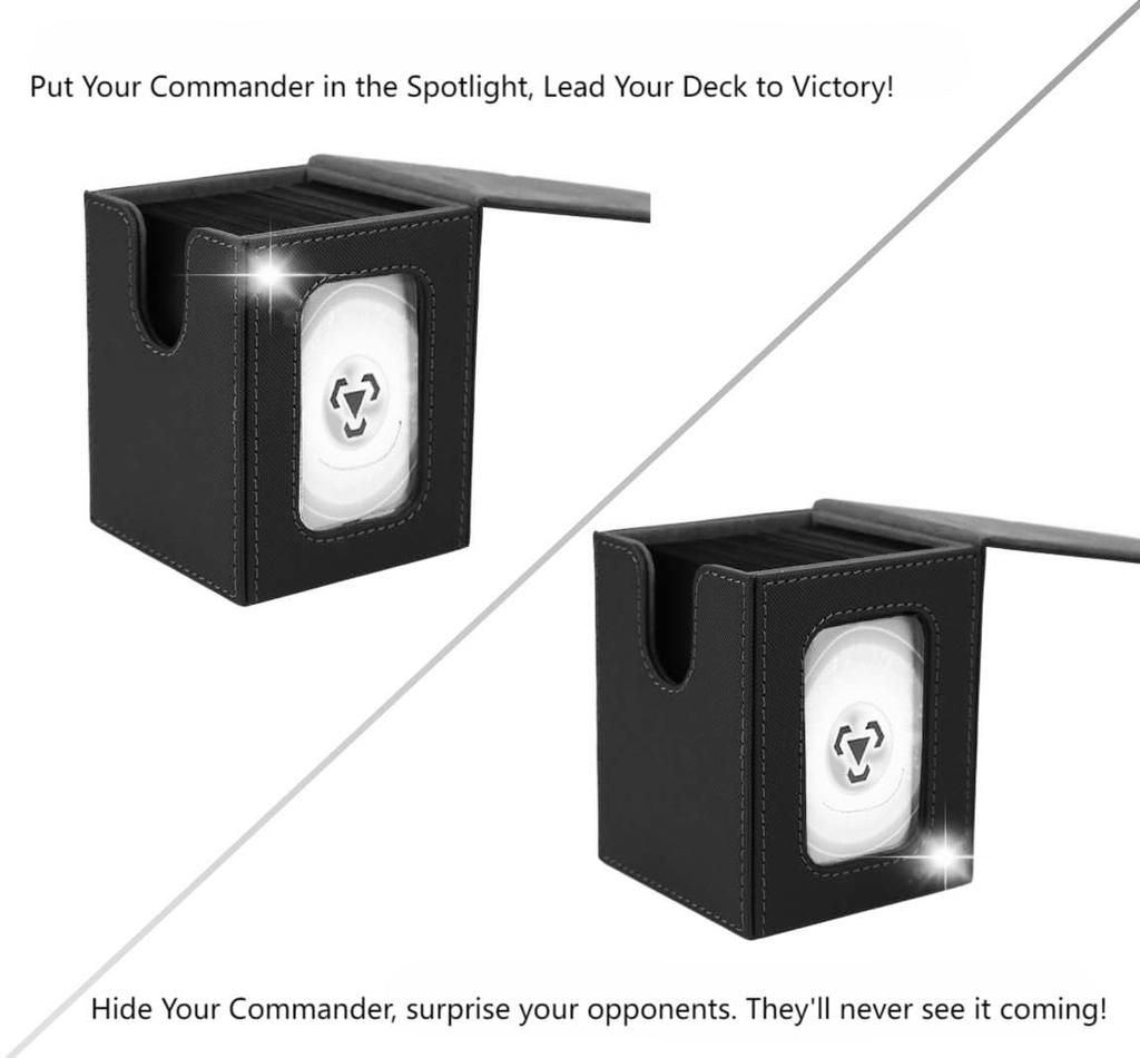 Venssu Deck Trading Card Case with Display Holds 100 Vertical Two and One Top Leather Green with Pink Case, Window, Cards, Double/Triple Sleeves,